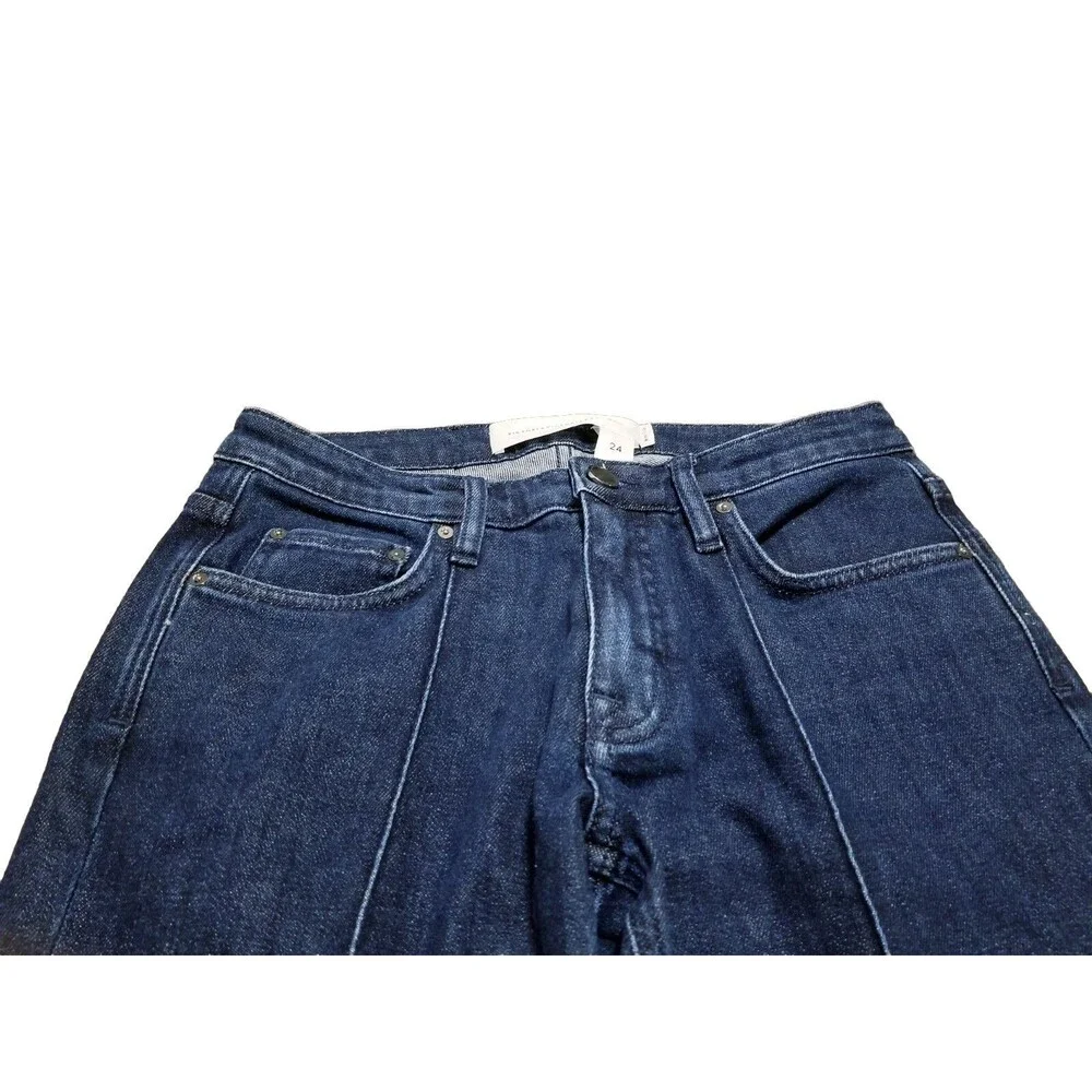 Victoria Beckham Jeans Women's 24 Wide Leg Raw Hem Cropped Dark Wash (28x25.5)